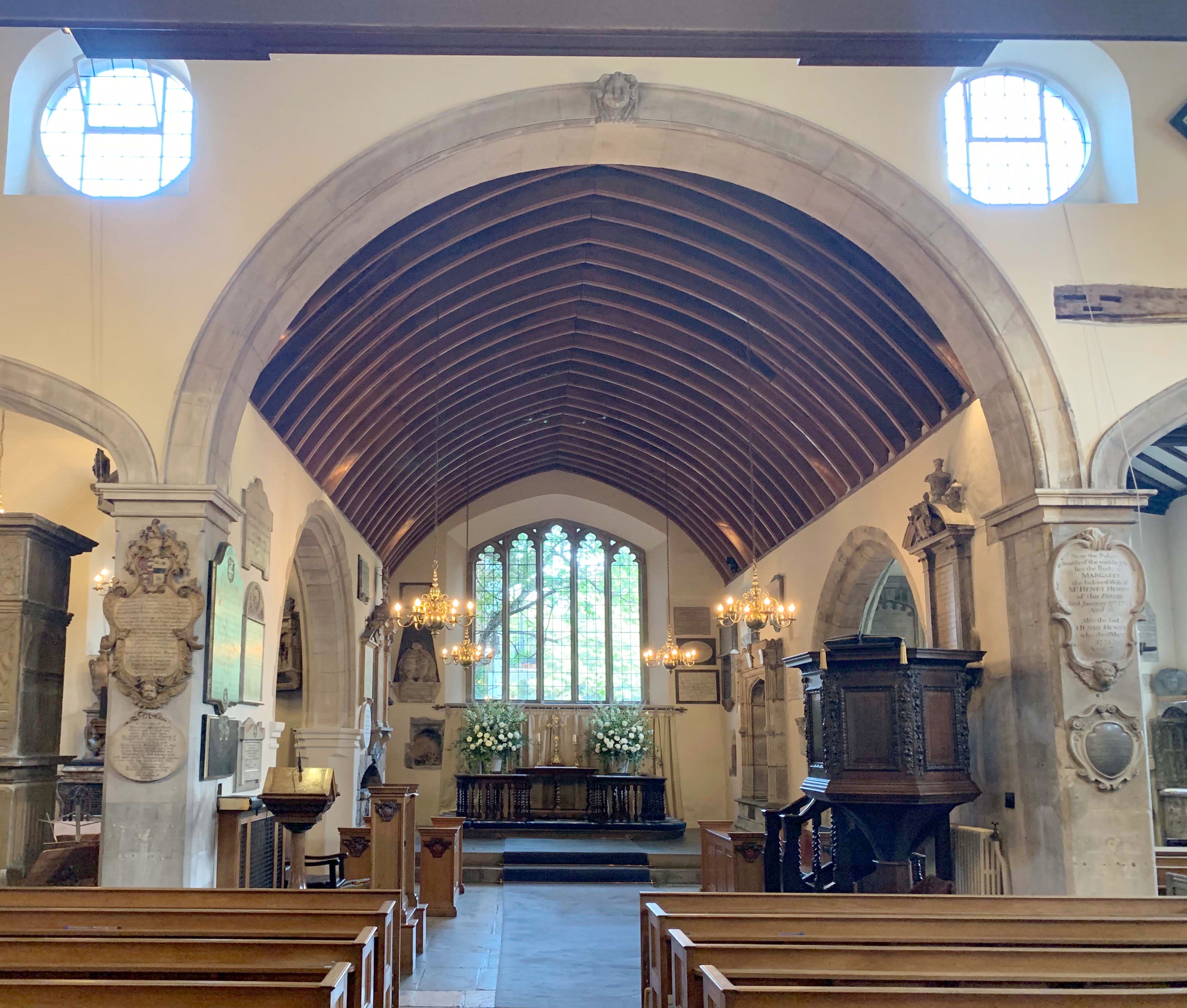 Inside-view (in 2021) of Old Chelsea Church,where Mum & Dad were married in 1955